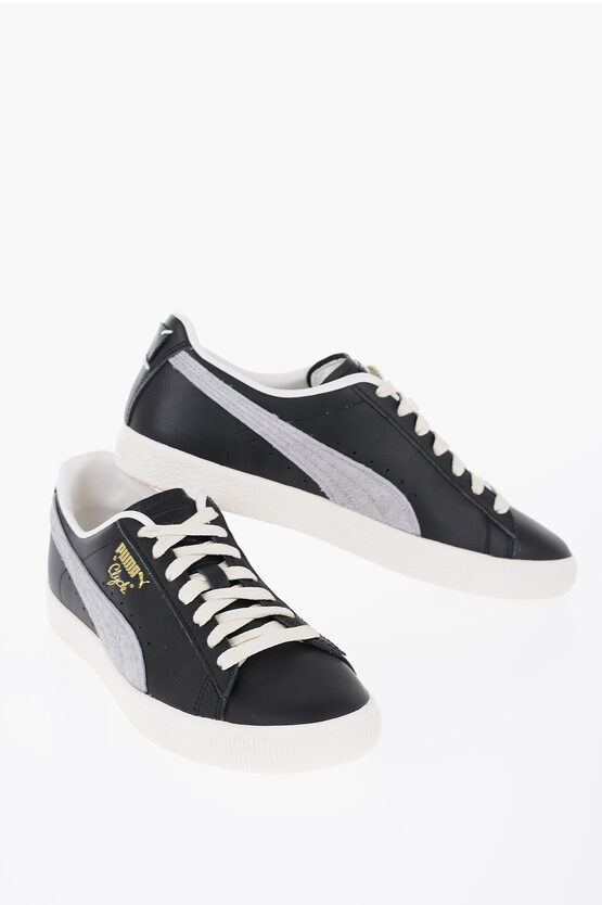 Puma The Archive Leather Clyde Base Low Top Sneakers In Black
