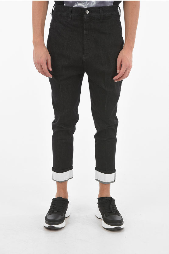 Neil Barrett The Godfather Of Denim Skinny Jeans With Contrasting Cuffed In Black
