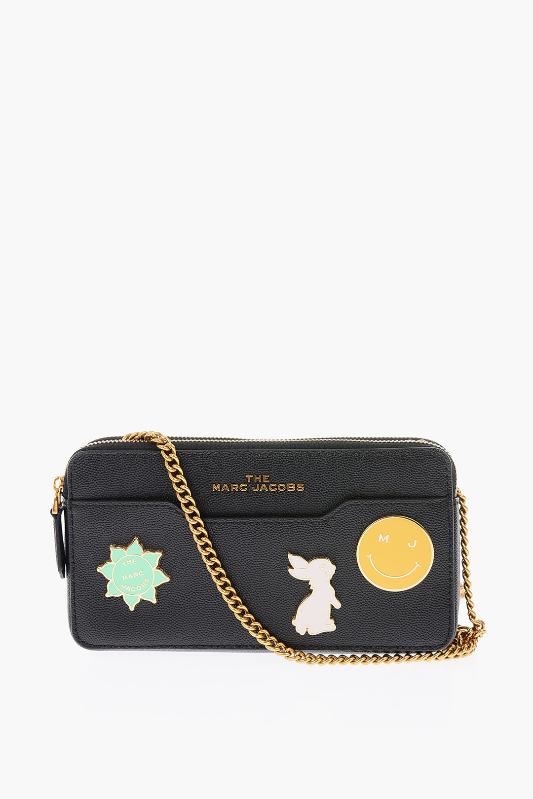 THE MARC JACOBS leather double zip wallet with chain shoulder strap