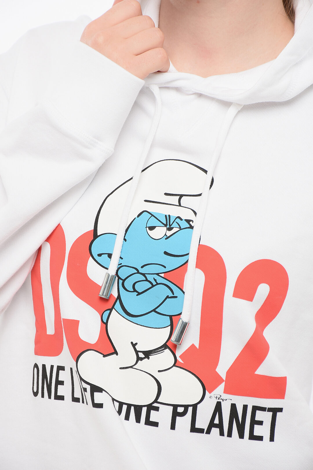 DSQUARED2 × THE SMURFS / ボトム/38/コットン/IDG/S73LA0295 Dsquared2 THE SMURFS Printed Brushed Cotton GROUNCHY SMURF Hoodie