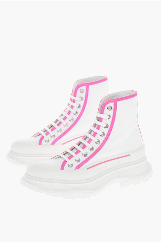 Alexander Mcqueen Tread Slick Lace-up Boots Woman Ankle Boots Multicolored Size 8 Cotton