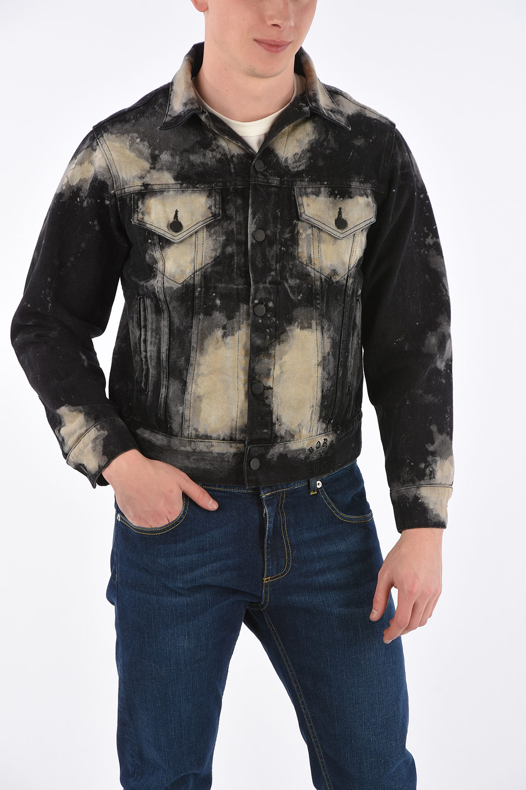 LONGBIDA Men's Tie Dye Jean Jacket