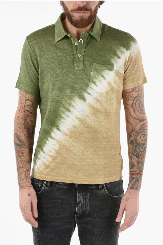 Altea Tie Dye Effect 3 Bottons Smith Polo Shirt With Breast Pocket In Multi