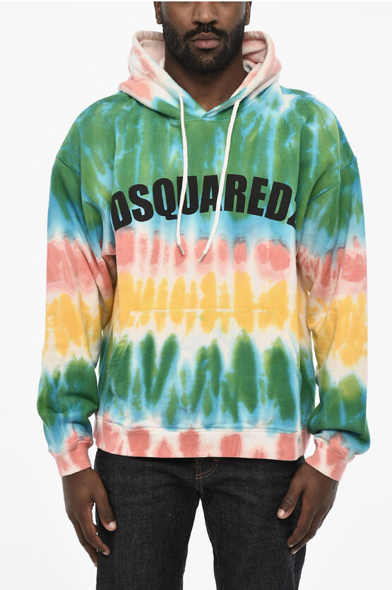 Dsquared2 Logo Print Hoodie Man Sweatshirt Sky Blue Size Xxl Cotton