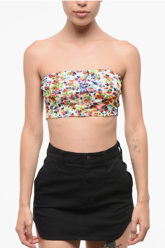 Dsquared2 Tie Dye Effect Cropped Top With Logo In Multi