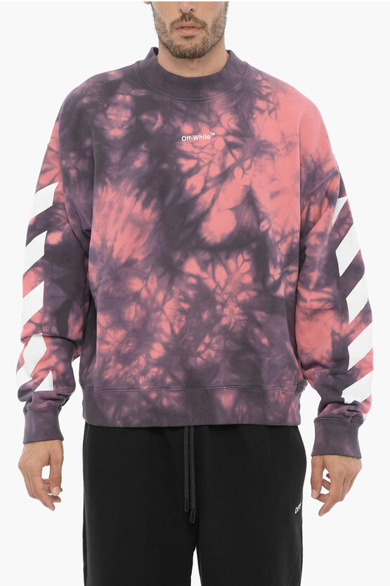 Shop Off-white Tie-dye Effect Diag Arrow Crew-neck Sweatshirt