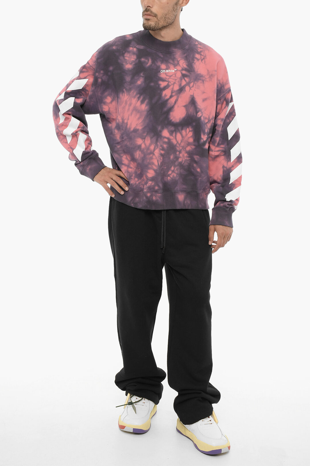 Off-White OMBA054F22FLE008 DIAG ARROW TIE DYE スウェット Off-White Tie-Dye Effect DIAG ARROW Crew-neck Sweatshirt men