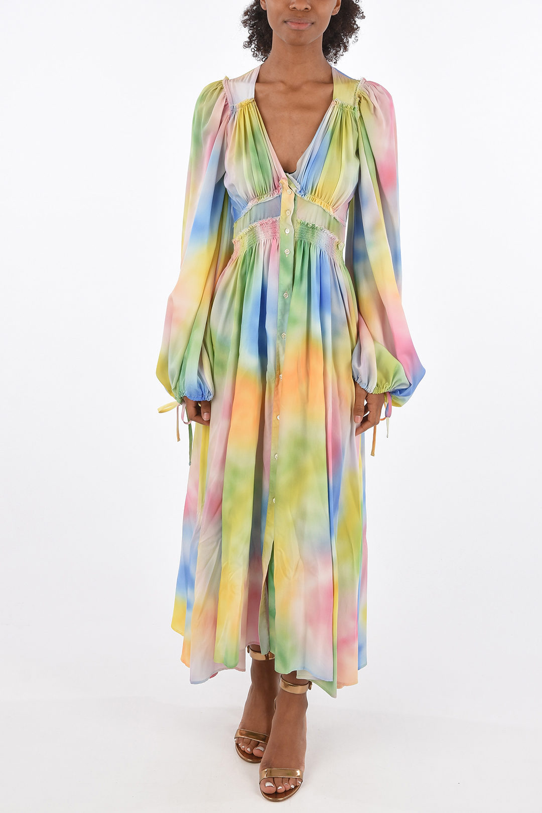 The Attico Tie dye effect eg o mutton sleeve maxi tunic dress