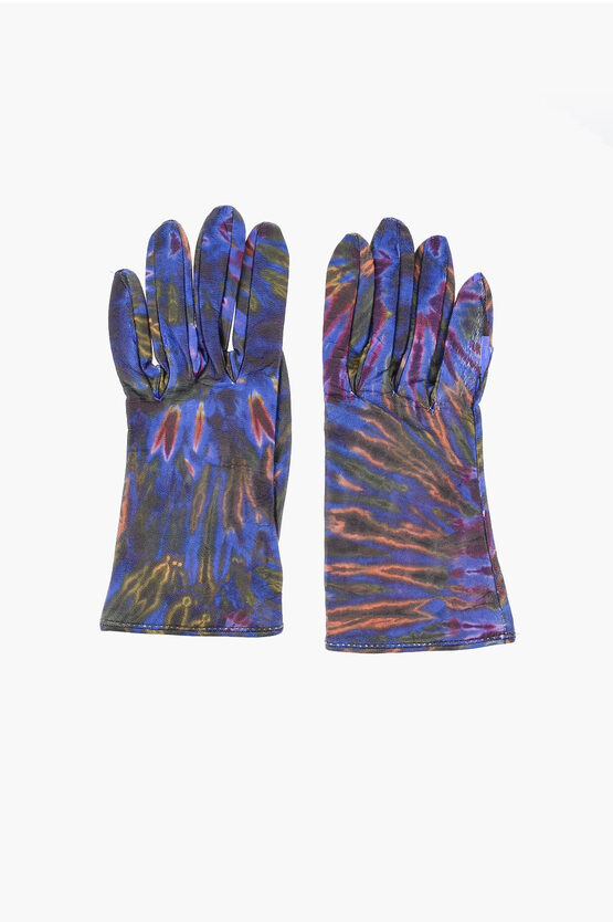 Dsquared2 Tie Dye Effect Leather Gloves