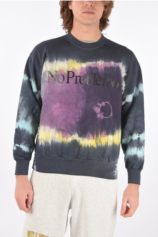 Aries tie dye effect NO PROBLEMO crew-neck sweatshirt 남성