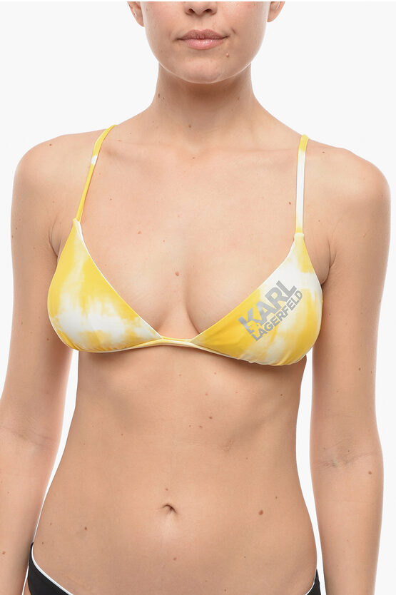 Karl Lagerfeld Tie-dye Effect Triangle Bikini Top In Black