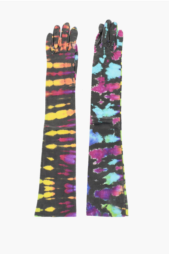Dsquared2 Tie Dye Effect Warm Leather Gloves