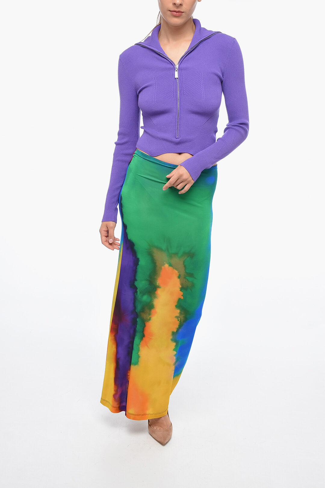 Paco Rabanne Tie Dye Stretch Fabric Long Skirt women Paco Rabanne Tie Dye Stretch Fabric Long Skirt women