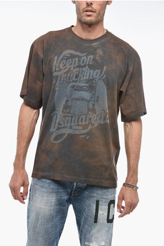 Dsquared2 Tie-dyed Effect T-wesher T-shirt With Print