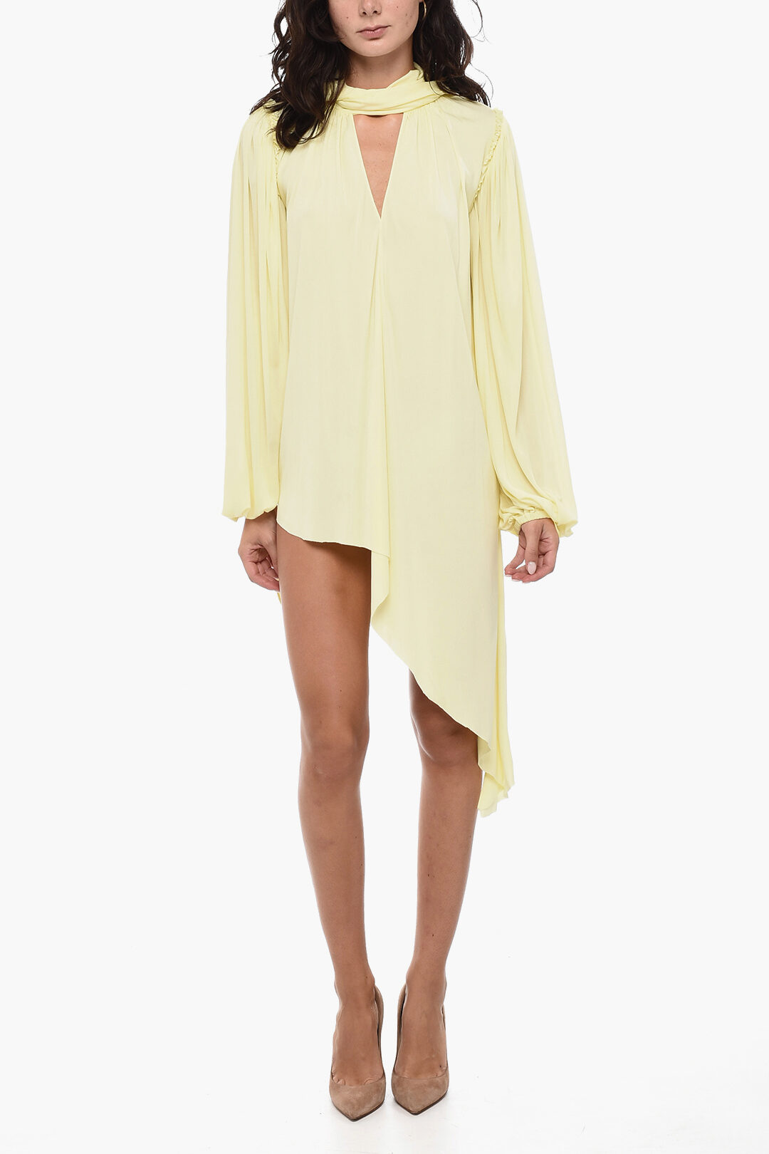 Loewe Tie Neck Dress with Asymmetric Design women - Glamood