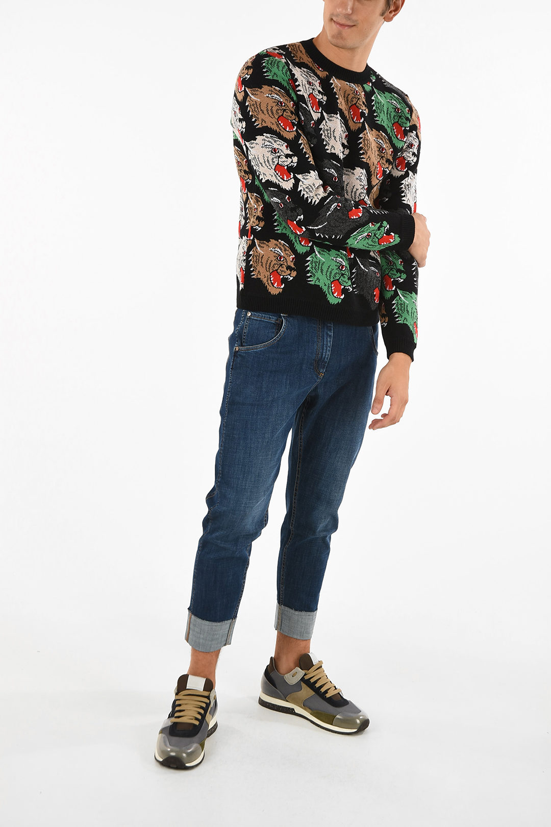 Gucci Tiger embroidered sweater men - Glamood Outlet