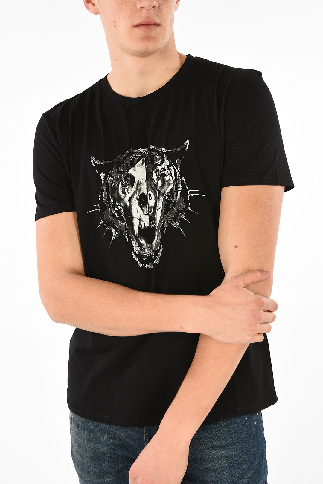 Just Cavalli Embroidered Tiger Tee Black W Blue $190-Now $72 
