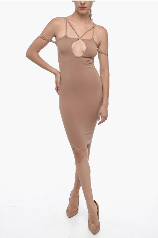 Shop Andreädamo Tight Elasticated Dress With Adjustable Spaghetti Straps