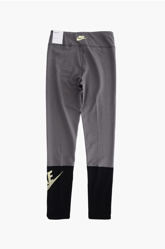 Tight-Fit Leggings with Contrasting Logo Print