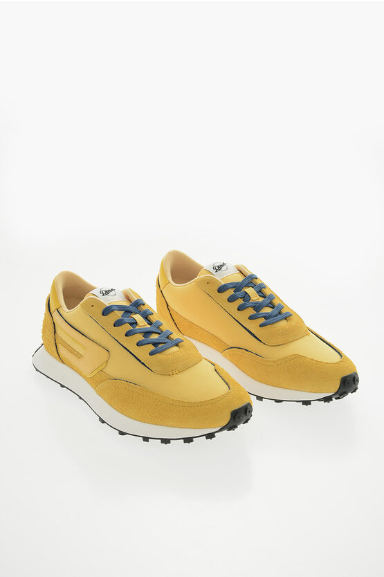 Diesel Tone- On Ton Mesh And Suede S-racer Lc Low-top Sneakers With In Yellow
