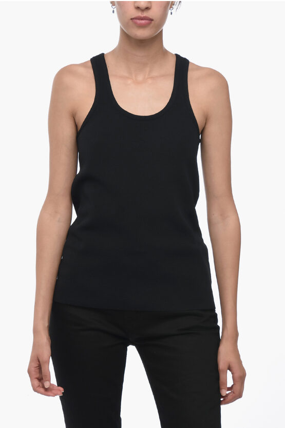 Shop Jil Sander Jersey Knitted Top With Embossed Logo