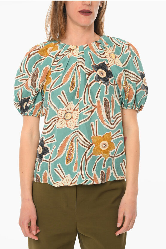 Ulla Johnson Topaz Anila Blouse With Puffed Sleeves In Multi