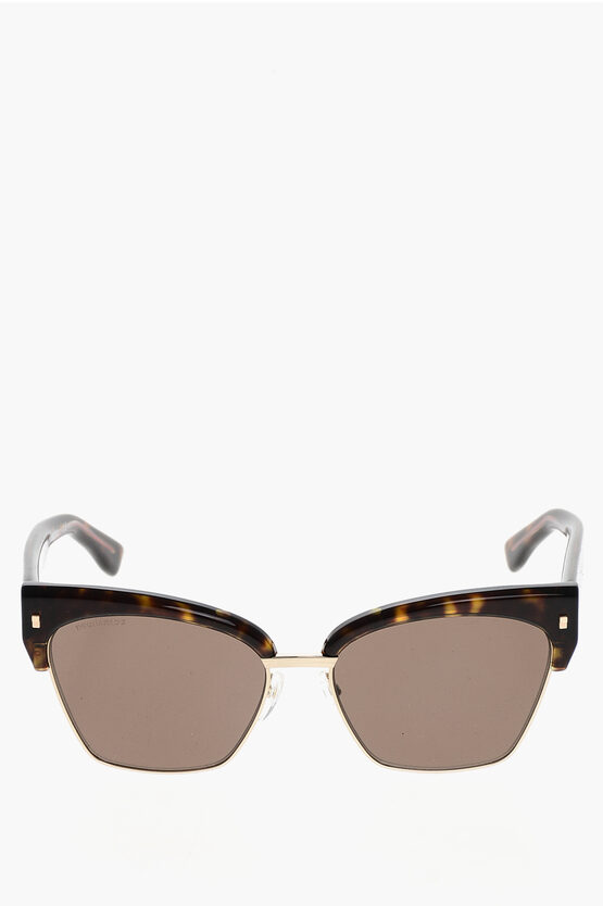 Dsquared2 Tortoiseshell Cat-eye Sunglasses With Golden Metal Details In Brown