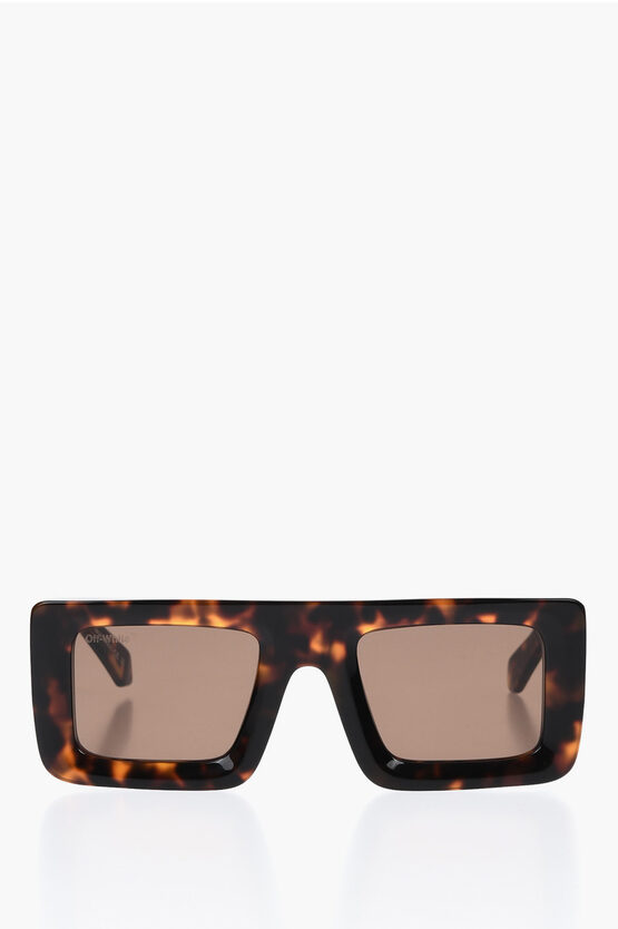Off-white Tortoiseshell Leonardo Shield Sunglasses With Golden Effect Grösse Unic In Brown