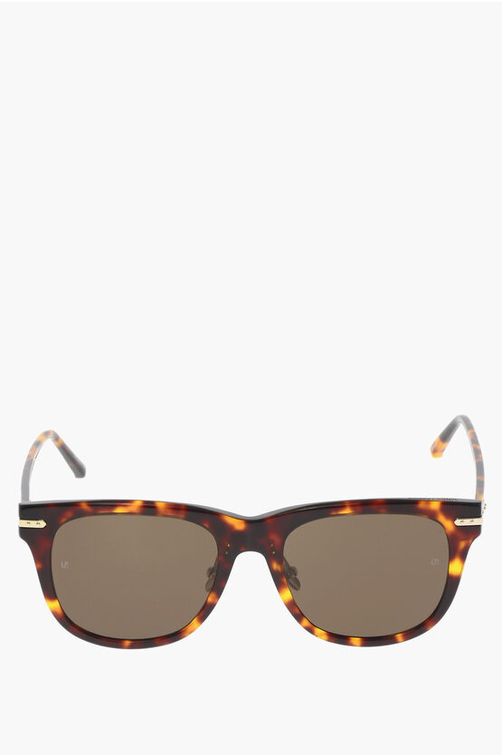 LINDA FARROW TORTOISESHELL-MOTIF WYFARER SUNGLASSES 