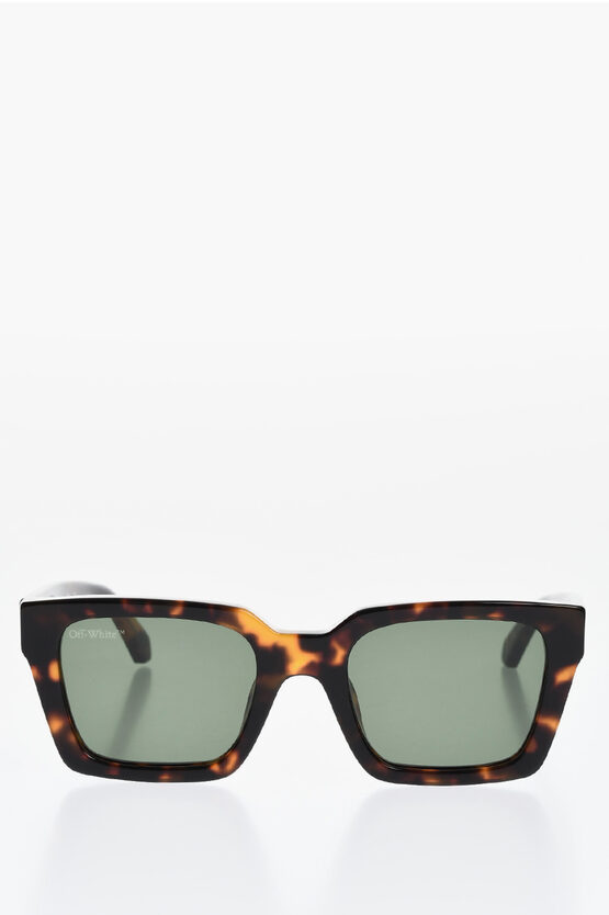 Off-white Tortoiseshell Oversized Palermo Rectangular Sunglasses In Brown