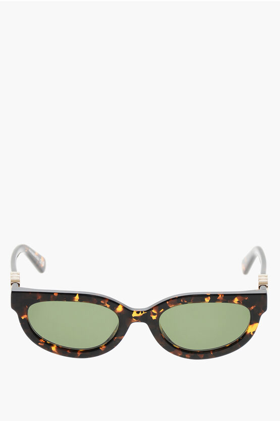 Off-white Tortoiseshell Sparks Oval Sunglasses With Golden-effect Mono In Green