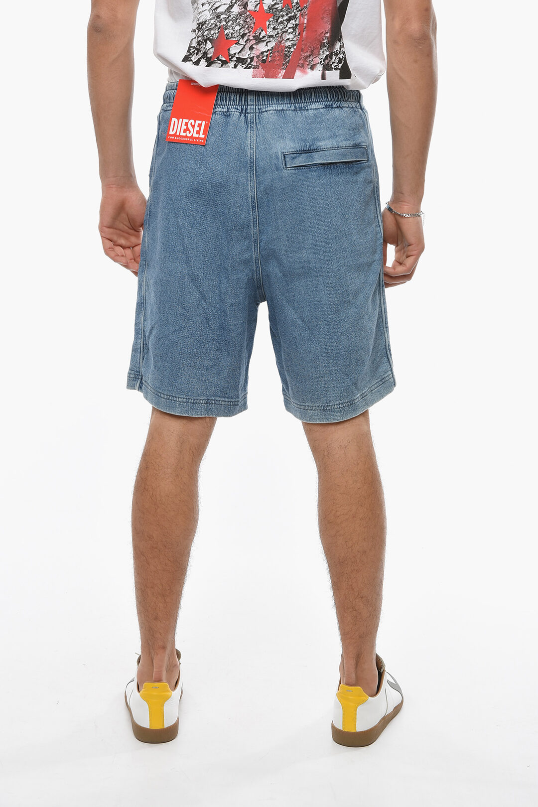 het formulier Dakloos Kloppen Diesel TRACK DENIM Elastic Waistband BOXY Shorts men - Glamood Outlet