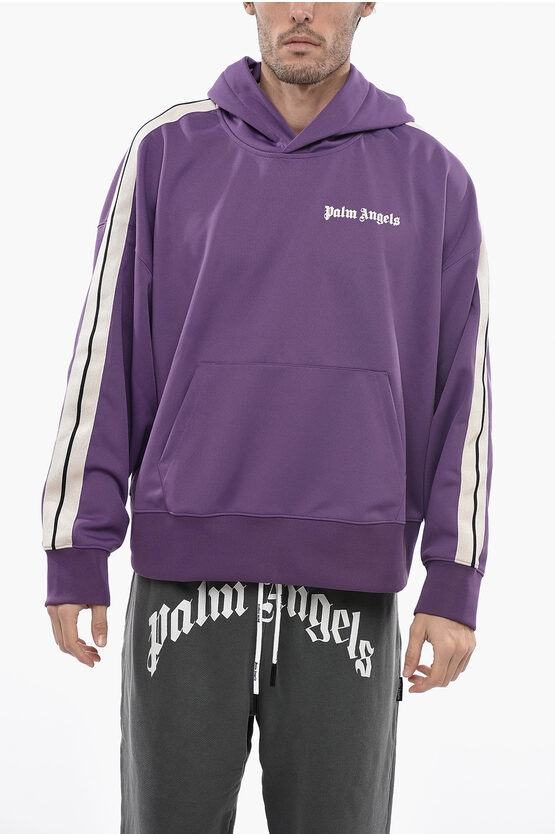 Palm Angels Track Hoodie With Logo-print In Purple