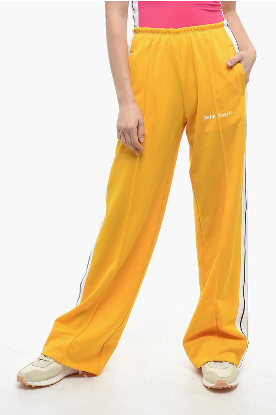 Palm Angels Track Loose Fit Trousers With Drawstring At The Waist In Yellow