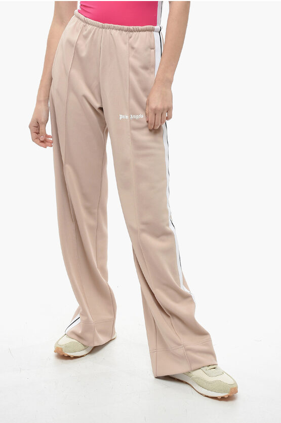 Palm Angels Track Loose Fit Pants With Drawstring At The Waist In Neutral