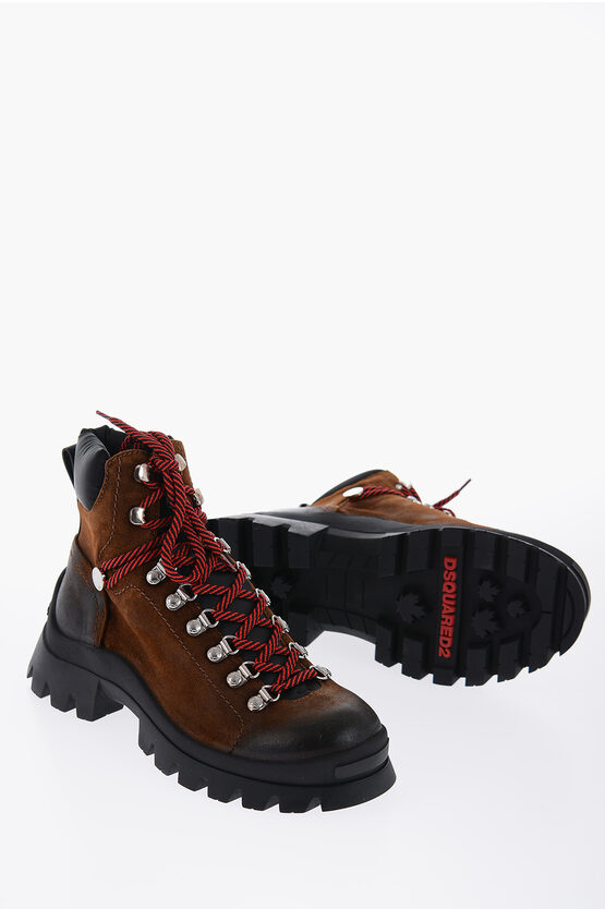 Shop Dsquared2 Track Sole Suede Hiking Boots