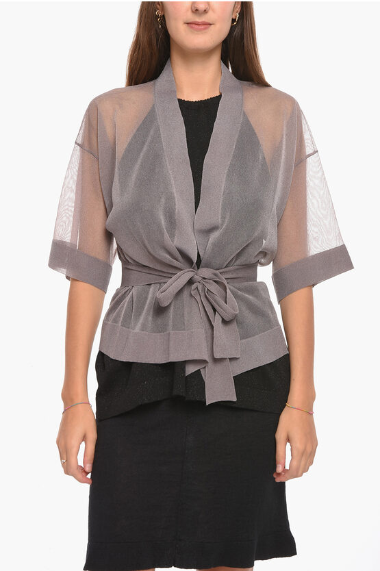 Altea Transparent Cardigan With Removable Belt In Gray