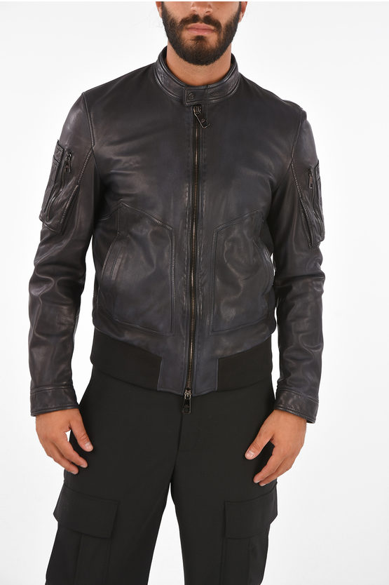 Neil Barrett Travel Blouson Fit Inclined Ma1 Leather Jacket Men Glamood Outlet