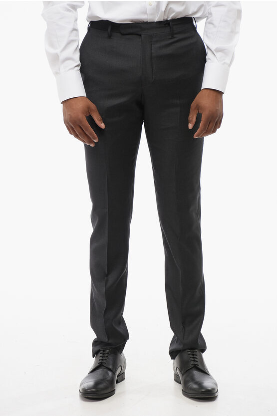 Corneliani Cc Collection Hidden Fastening Refined Virgin Wool Pants