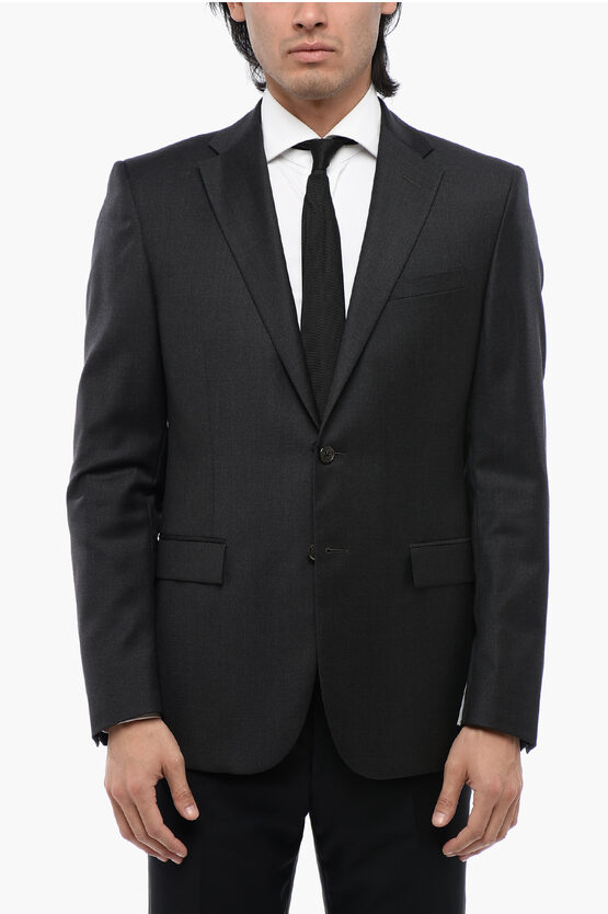 CORNELIANI TREND VIRGIN WOOL SIDE VENTS NOTCH LAPEL 2-BUTTON BLAZER