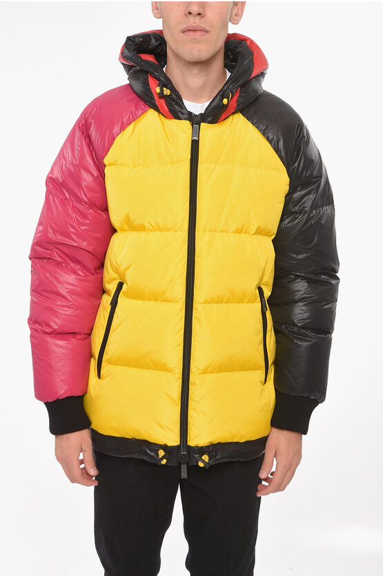 Dsquared2 Tri-colour Nylon Down Jacket With Back Print In Multi