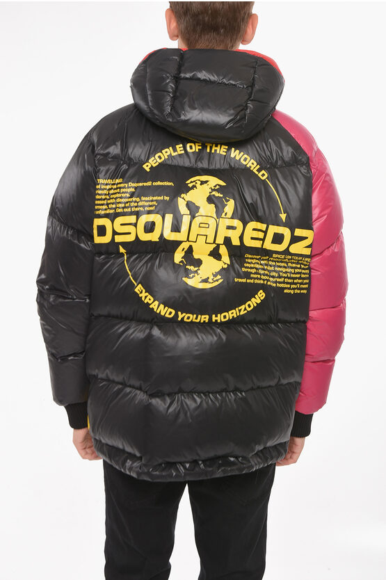 Dsquared2 Tri-colour Nylon Down Jacket with Back Print men - Glamood Outlet