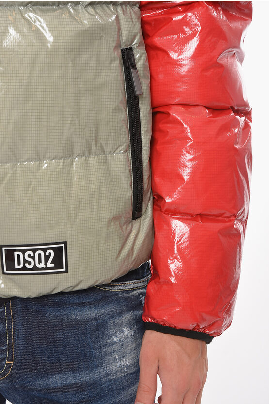 2900~Zip-up Down Jacket with Logo Patch