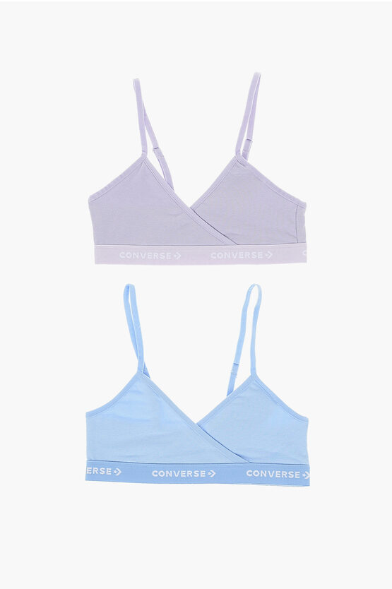 Converse Triangle 2 Pairs Of Bra Set With Logoed Band In Gray
