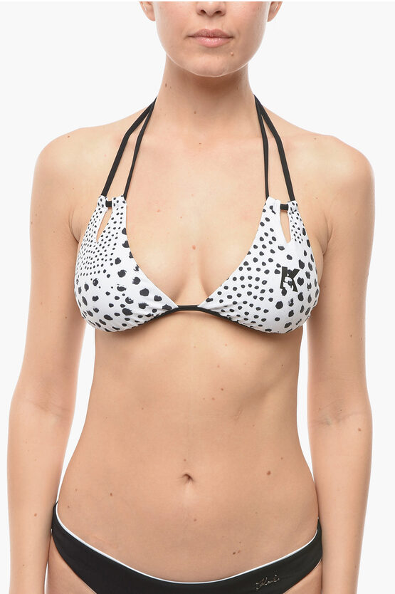 Karl Lagerfeld Triangle Bikini Top With Cut Out Details In Black