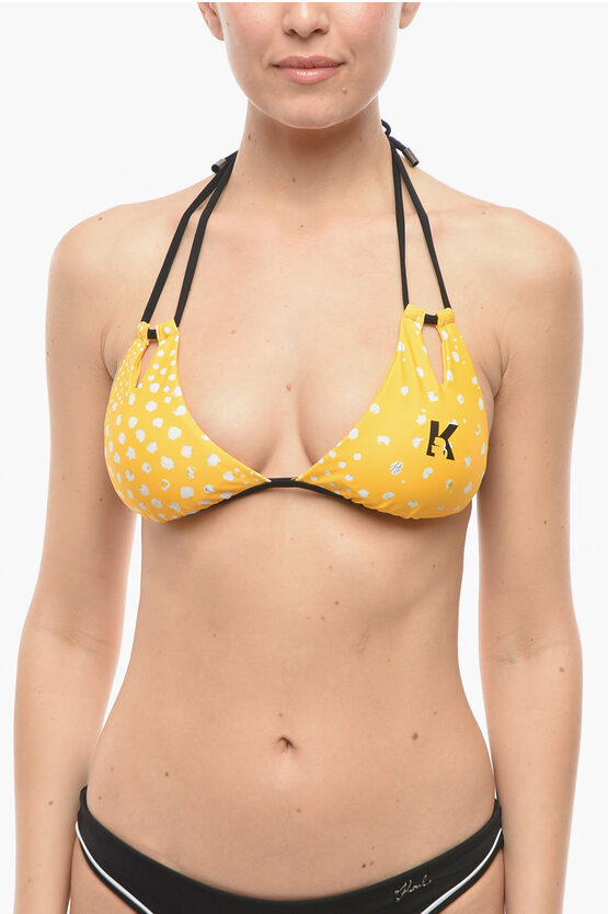 Karl Lagerfeld Triangle Bikini Top With Cut Out Details In Black
