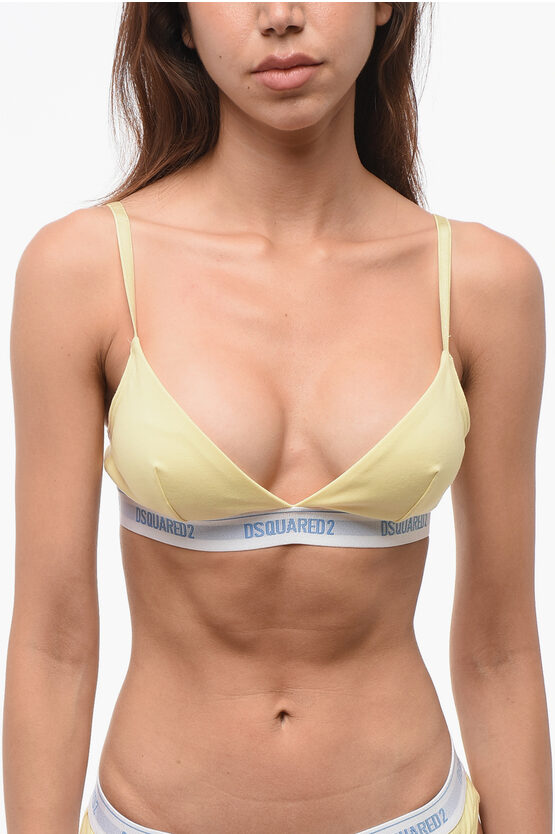 Dsquared2 Triangle Bra With Logoed Band In Yellow