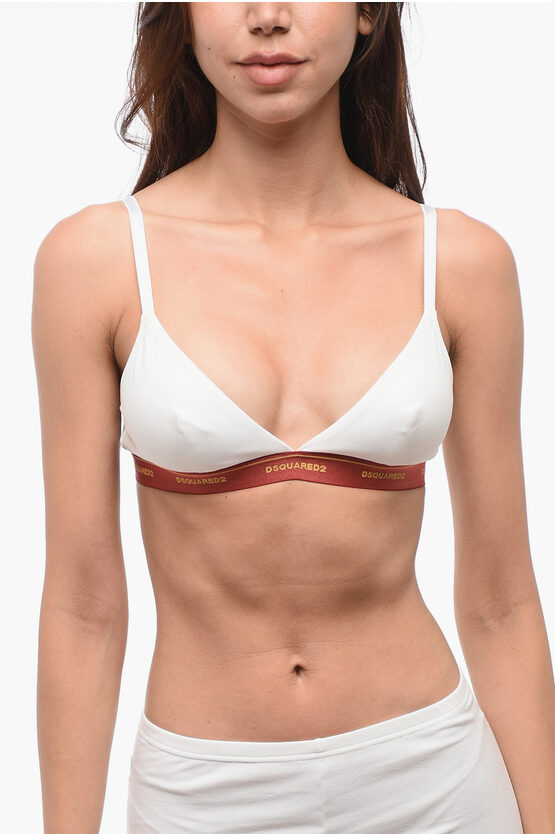 Dsquared2 Triangle Bra With Logoed Elastic Band In White
