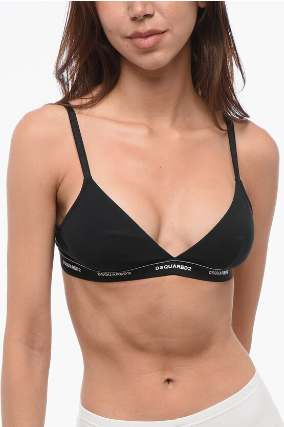 Dsquared2 Triangle Bra With Logoed Elastic Band In Black