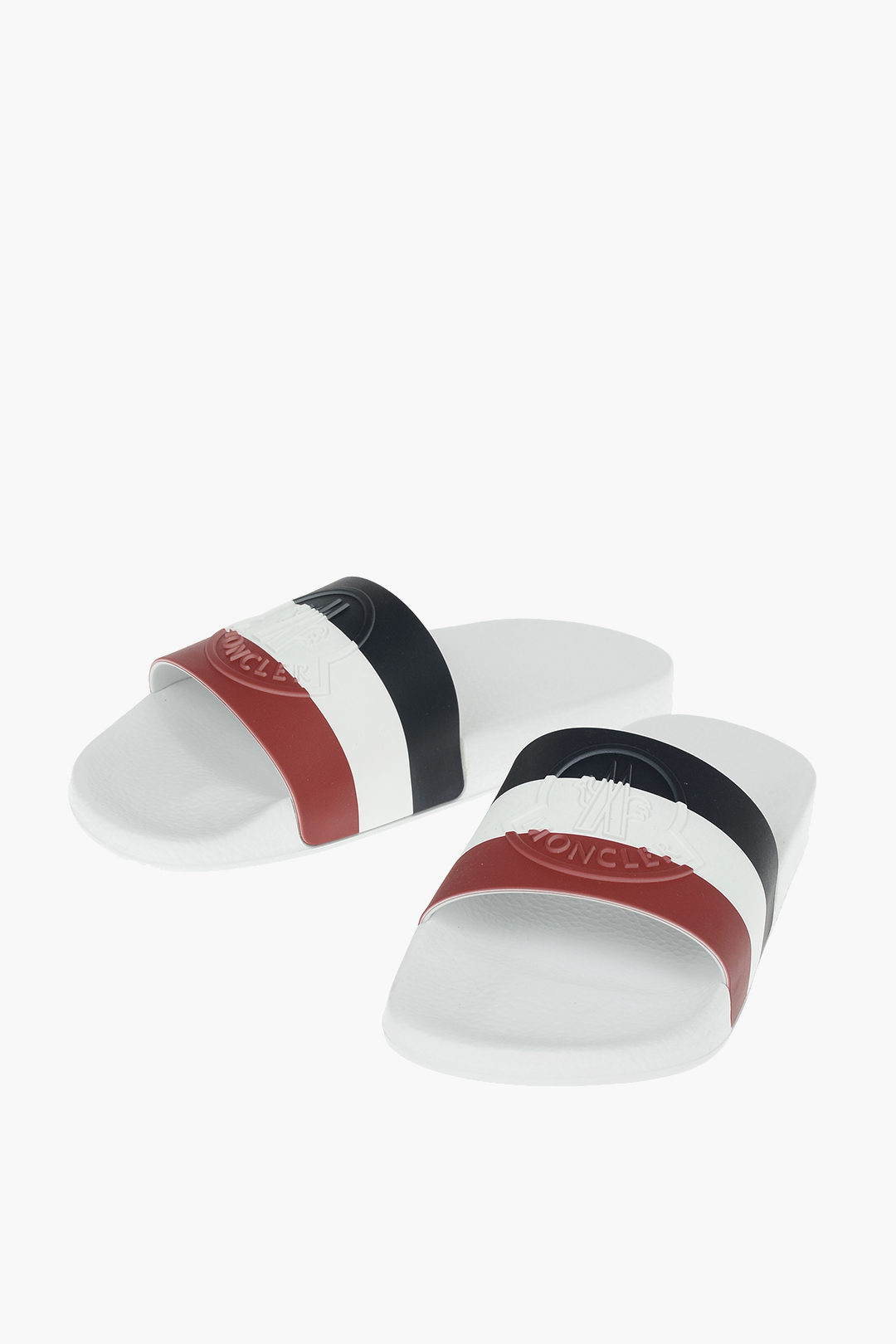 Moncler Tricolor BASILE Slides with Embossed Logo men - Glamood Outlet
